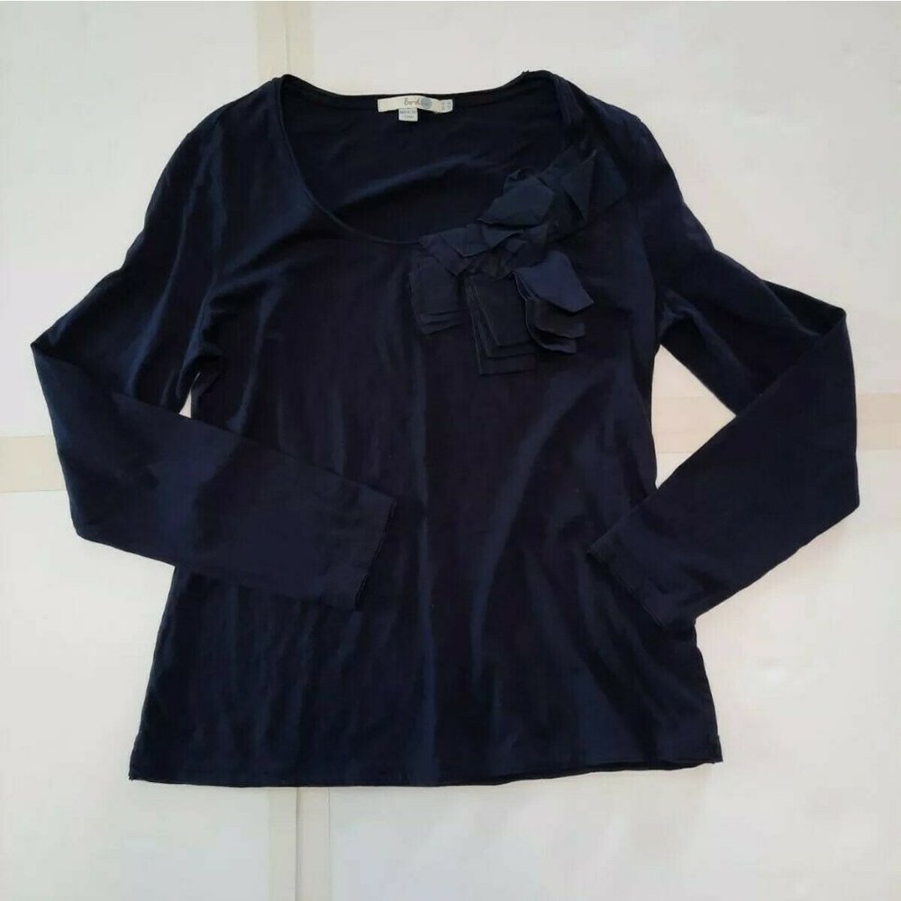 Boden Womens blue long sleeve scoop neck blouse Shirt top size Medium M 10